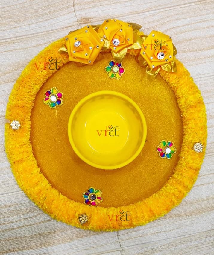 VRCT Decorative Haldi Platter/Thali for Wedding Ceremony for Bride and Groom for Haldi Decoration (Modern Haldi Thali)
