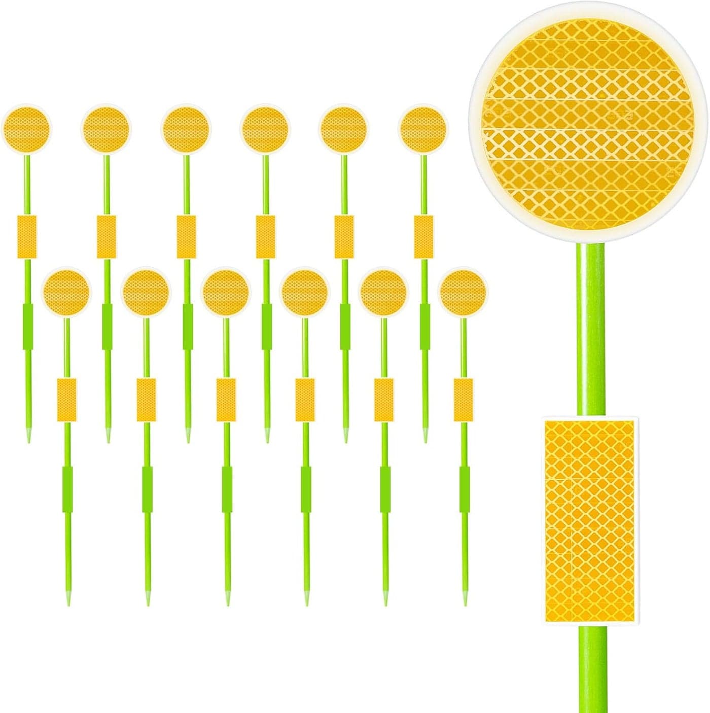 12Pcs Reflective Driveway Markers with 50.5 Inch Fiberglass Poles