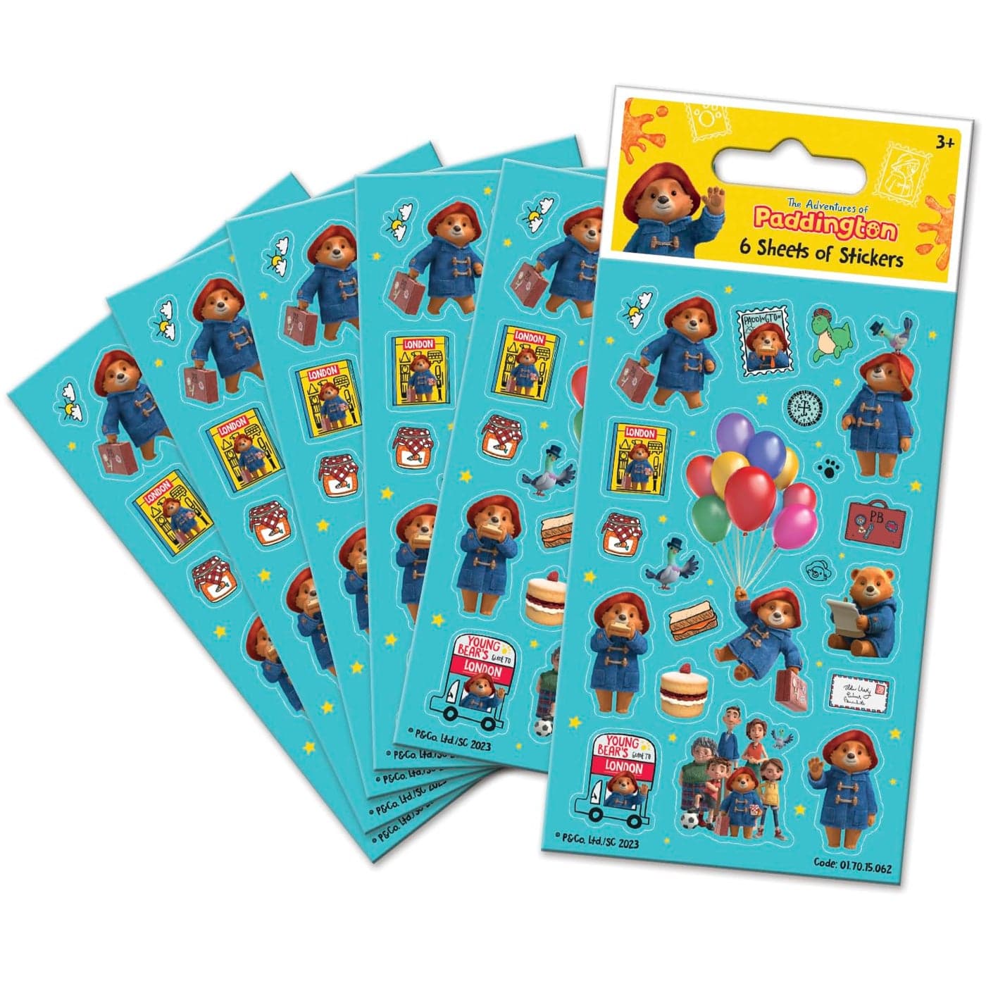 Paper Projects 017015062 Paddinton Bear Adventures of Paddington Sticker Pack 6 Sheets Official Licensed Product Perfect as Party Bag or Stocking Fillers Blue 125cm x 75cm