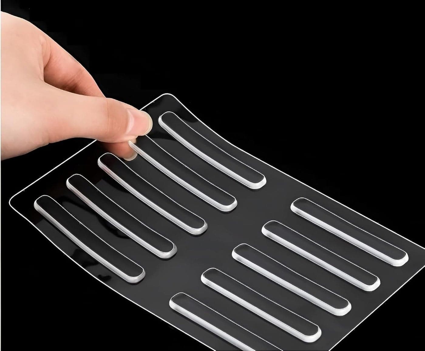 ONICORN Silicon Anti Slip Self Adhesive wall protector Cabinet door guard Noise Dampening bumpers furniture crash pads Furnitures Protection Bumper Rubber Stripes 50 PCS Transparent
