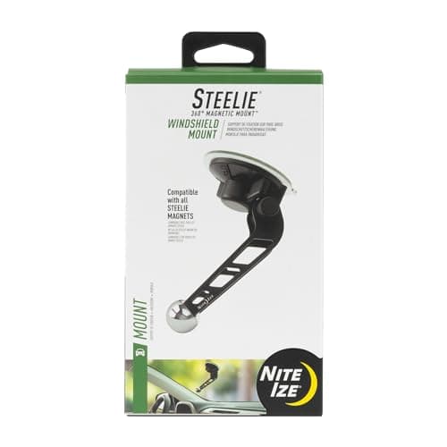 Nite Ize Steelie Windshield Mount - Phone Holder for Car Windshield - Alternative to Car Dashboard & Vent Phone Mounts - Compatible with Steelie Magnetic Mounting System - Black