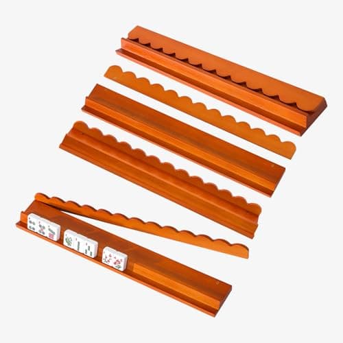 Wintogo Wood Mahjong Racks with Scalloped Magnetic Pushers Set of 4 Ayous Wood 17 Mahjong Tile Holders Lightweight Wooden Mahjong Racks for American Mahjong Accessories Tile Organizing