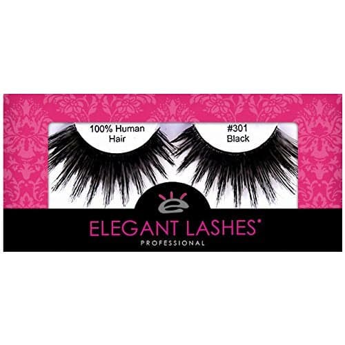 Elegant Lashes 301 The ORIGINAL Drag Queen Lash Thick Long Black Human Hair False Eyelashes for Drag Halloween Dance Rave Costume
