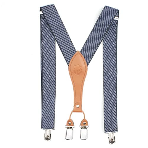 Peluche Eloquent Striped Blue Y Back 4 Clips Suspender (Strap Width- 3.5cm)
