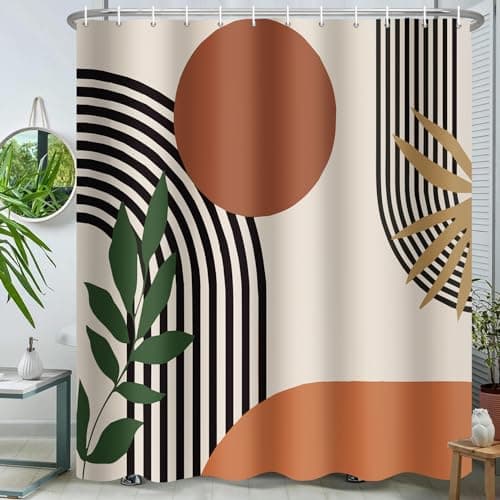 ChloropLastid Extra Long Shower Curtain 72 x 84 Inch Boho Shower Curtain for Bathroom Mid Century Modern Bohemian Abstract Geometric Fabric Waterproof Bathroom Curtains Shower Set
