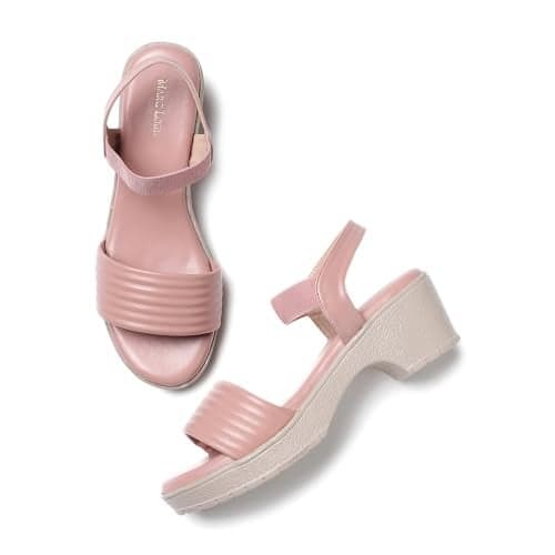 Marc Loire Women’s Comfortable Slip-on Casual Block Heels (Nude, 8)