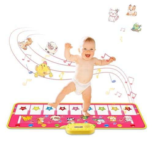 Floor Piano Mat for Toddlers M SANMERSEN Kids Sensory Educational Dancing Keyboard Musical Mat Animal Touch Play mat Toddler Toys for 1 2 3 Year Old Girl Gifts