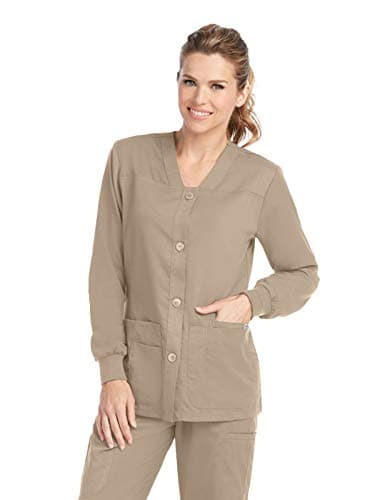 Grey's Anatomy Women's 4435 4 Pocket Sport Button Front Scrub Jacket- New Khaki- 3X-Large