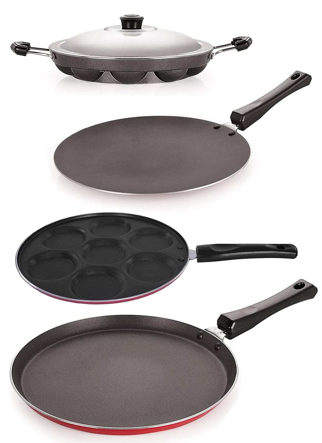 Nirlon NonStick Aluminium Tawas and Taper Pan Combo Kitchen Cooking Item Set