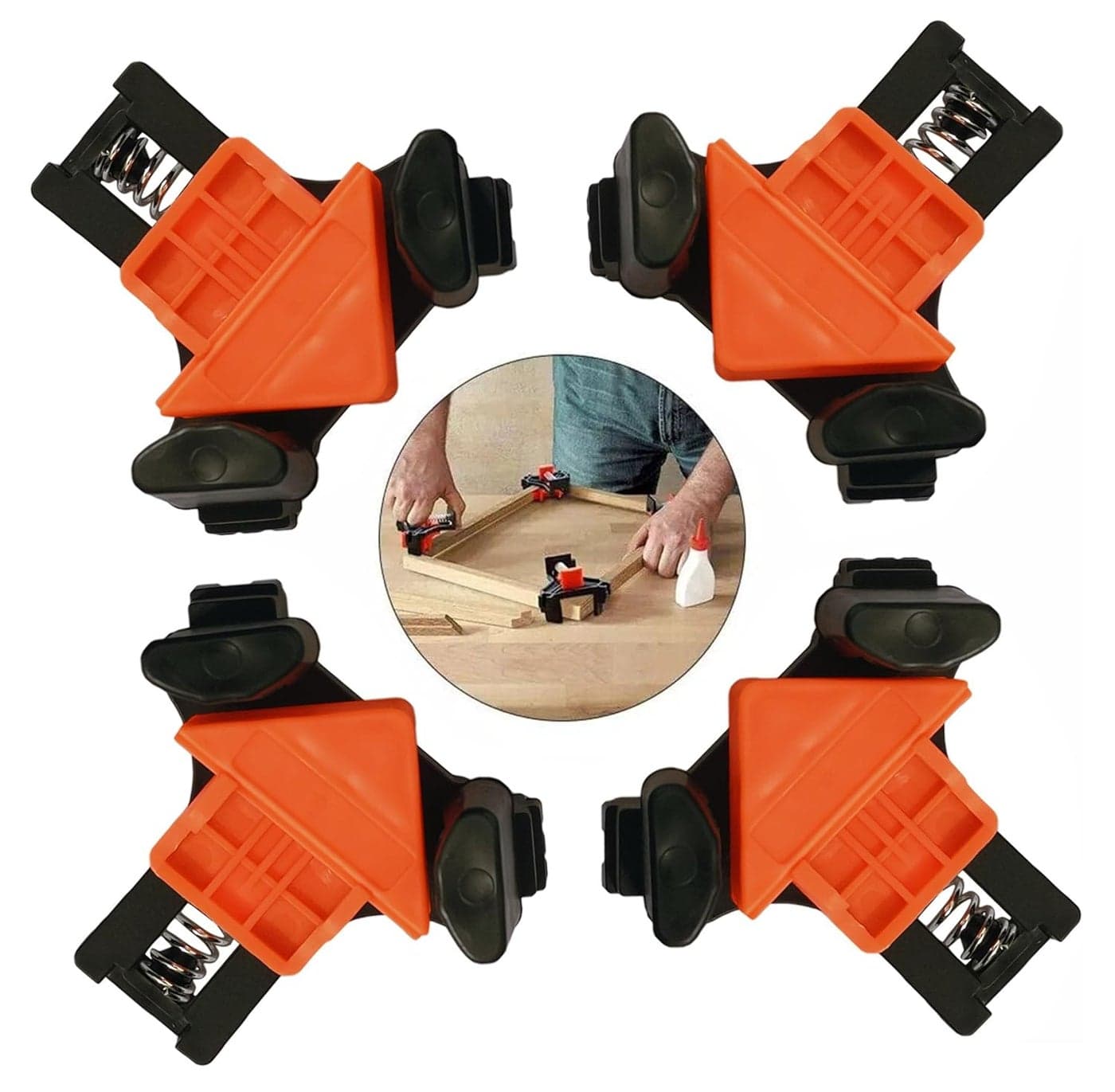 Inditrust 90 Degree Angle Clamps Woodworking Corner Clip Right Angle Clip Fixer Set of 4 Clamp Tool with Adjustable Hand Tools