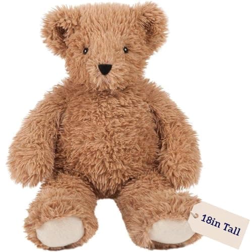 Vermont Teddy Bear Super Soft Almond Brown Teddy Bear – 18 Inch Plush Stuffed Animal to Sleep with, Cozy Bear Plush, Crafted in The USA