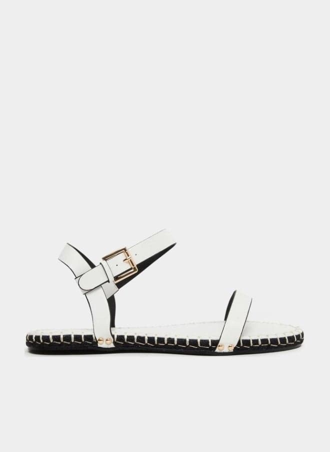 Raid Bambie White Ankle Strap Flat Espadrilles — 40