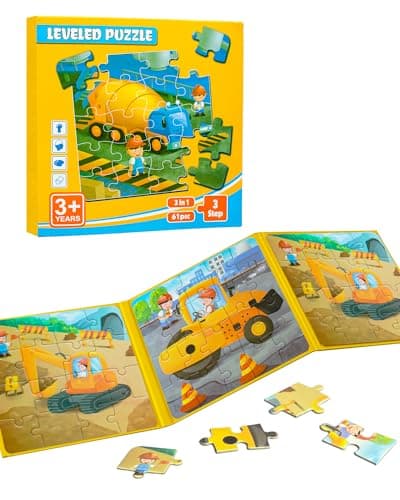 Magnetic Puzzles for Toddlers 35 3 in 1 Travel Puzzles for Kids Ages 46 Excavator Truck Jigsaw Puzzle Book Road Trip Activities Toys for 3 4 5 6 Year Old Girls Birthday Engineering