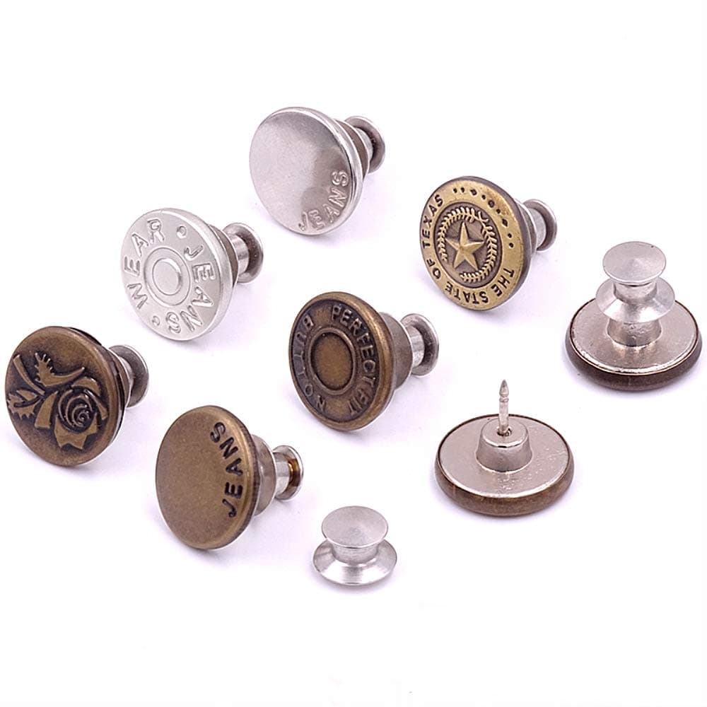 Taoqiao Upgraded 8 Sets Perfect Fit Instant Button Adjustable Jeans Button Instant 1 inch Buttons Adds Or Reduces an Inch to Any Pants Waist in Seconds