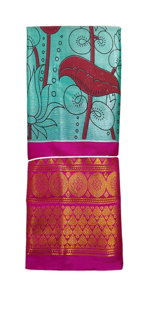 VFCollections Women's Kalamkari Kanchipuram Silk Pattu Sarees With Blouse (Vfc498-3), Multi