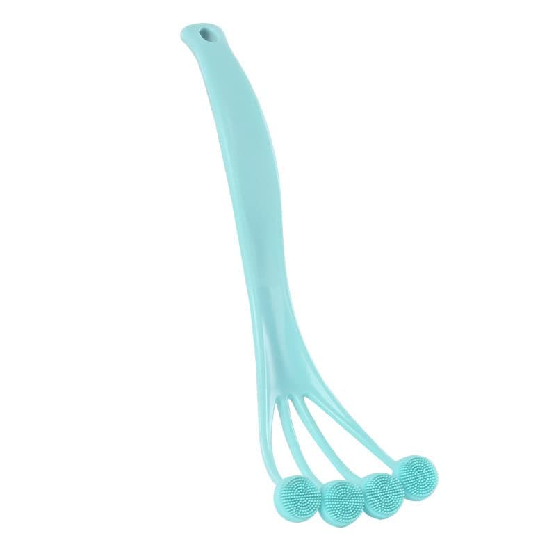 NILKANTH Silicone Back Scrubber for Shower Soft Bath Body Brush, Long Handle, BPA-Free (Blue)