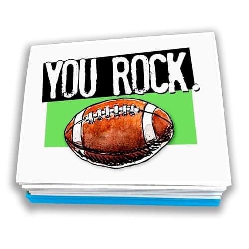 Play Strong Football You Rock Note Cards 12-Pack (4.25"x5.5") Illustrated Sports Powercards Thank You Note Card Set Perfect for Football Players, Coaches, Fans and Fanatics - They'll Love 'Em!