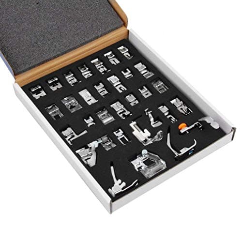 Sewing Machine Presser Foot Set 32 Pcs for Singer, Brother, Babylock, Janome, Elna, Toyota, New Home, Simplicity, Necchi, Kenmore, and Most of Low Shank Sewing Machines
