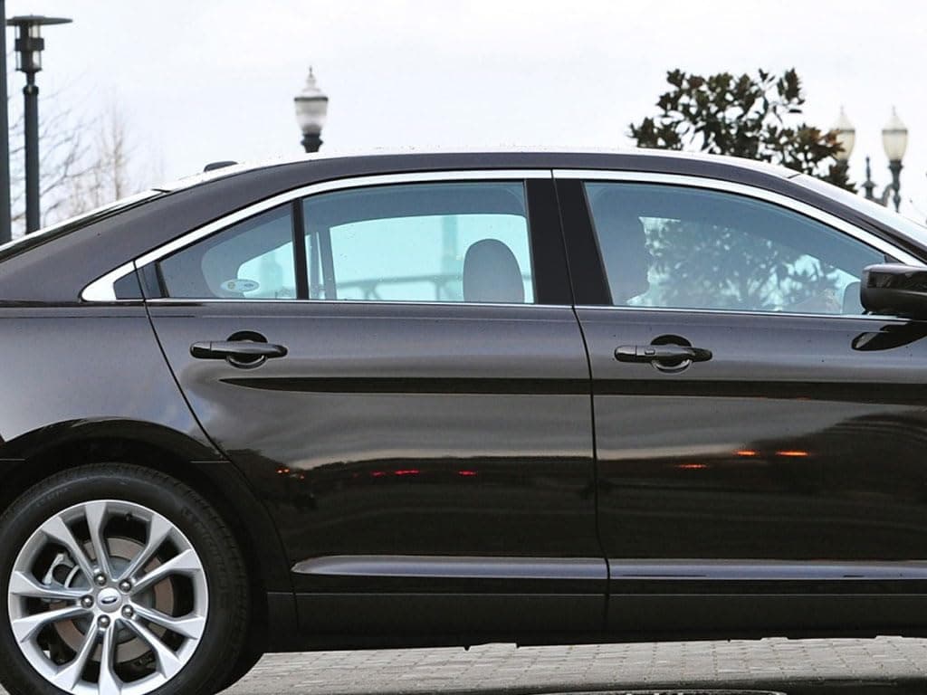 Rvinyl Pillar Post Pre Cut Window Trim Kits in Gloss Black Compatible with Ford Taurus 2010-2019 with Keyless Entry with Adhesive Back