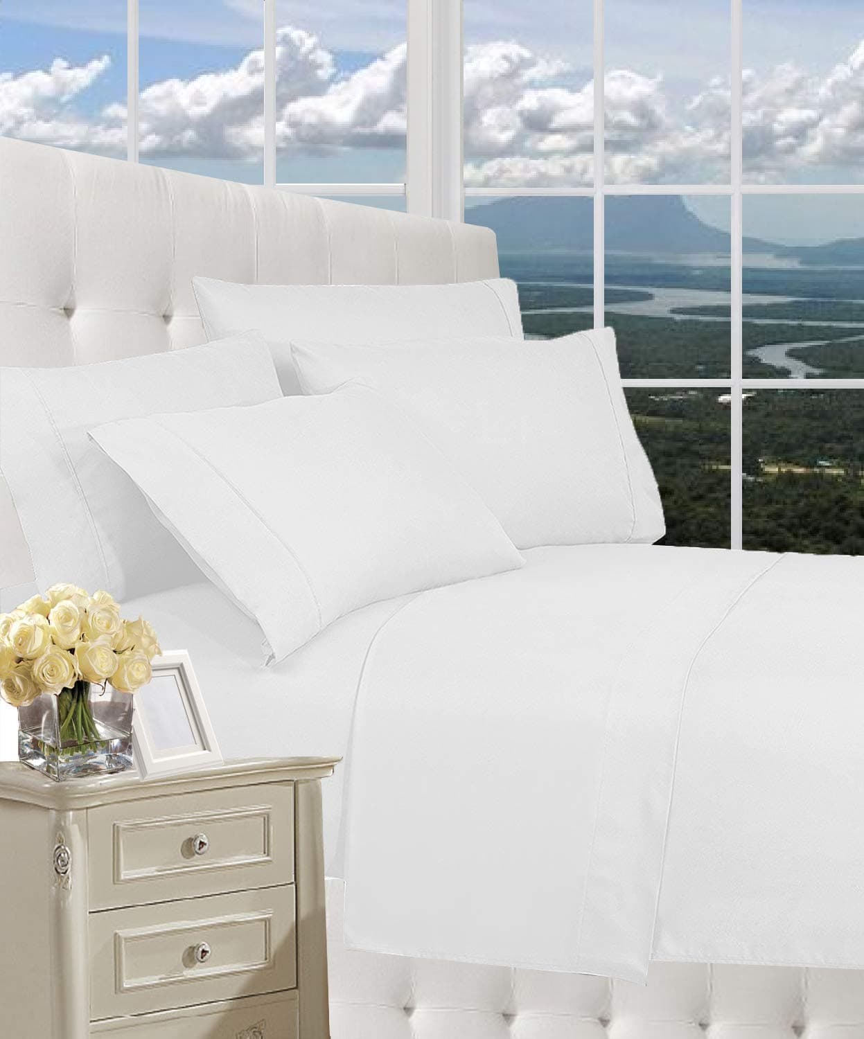 CELINE LINEN Luxury SilkySoft 1500 Premier Softest Hotel Quality WrinkleFree 3Piece Bed Sheet Set Deep Pocket up to 16 inch TwinTwin XL White
