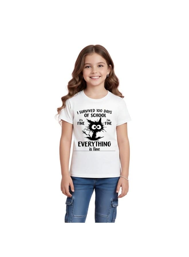 Celebrate 100 Days of School Girl's Cotton T-Shirt - kid's T-Shirt - Celebrate 100 Days of School - Girl's 100 Days of School T-Shirt - kid's Gift