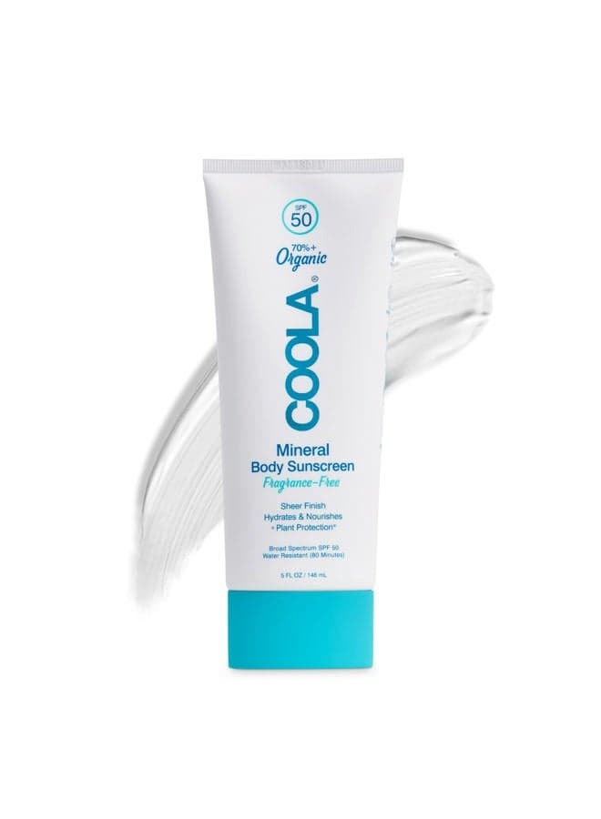 Organic Mineral Sunscreen SPF 50 Sunblock Body Lotion, Dermatologist Tested Skin Care For Daily Protection, Vegan and Gluten Free, Fragrance Free, 5 Fl Oz