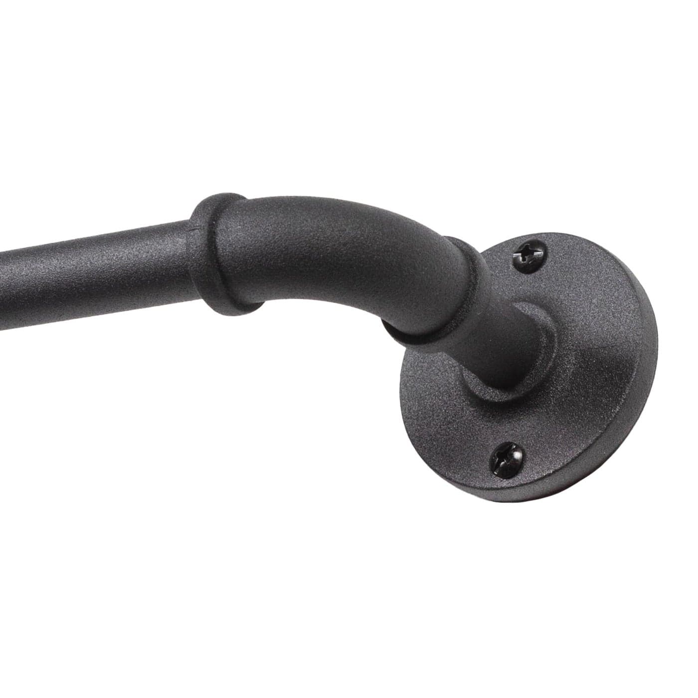 Kenney Adler IndoorOutdoor Black Curtain Rod Adjustable 48 to 84 Inches for Windows Patio Textured Pipe Industrial Design
