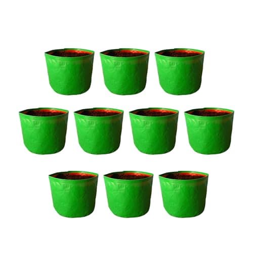 BonKaso Growbags 15 * 15 Pack of 10 Terrace/Kitchen Garden Vegetable Planting Pots, HDPE Fabric Leafy Fruits Growing Bag for All Vegetable Plants