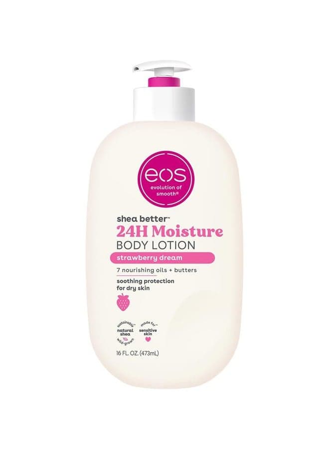 Shea Better Body Lotion Strawberry Dream, 24-Hour Moisture Skin Care, Lightweight & Non-Greasy, Natural Shea, Vegan, Strawberry Body Lotion, 16 fl oz