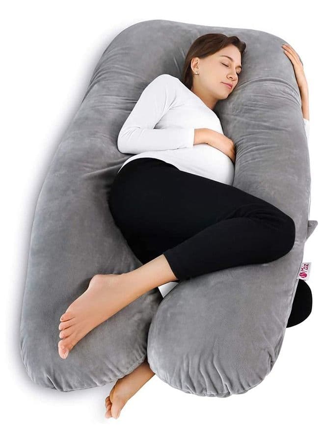 U Shaped Maternity/Pregnancy Pillow with Removable Velvet Cover and Zipper Closing