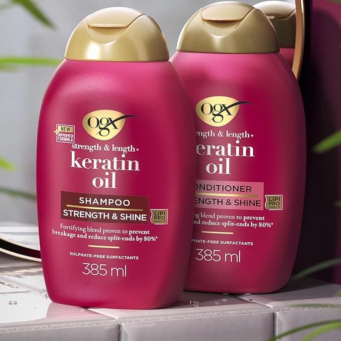 OGX Strength and Length Keratin Oil Shampoo 385ml 97751 Pack of 2