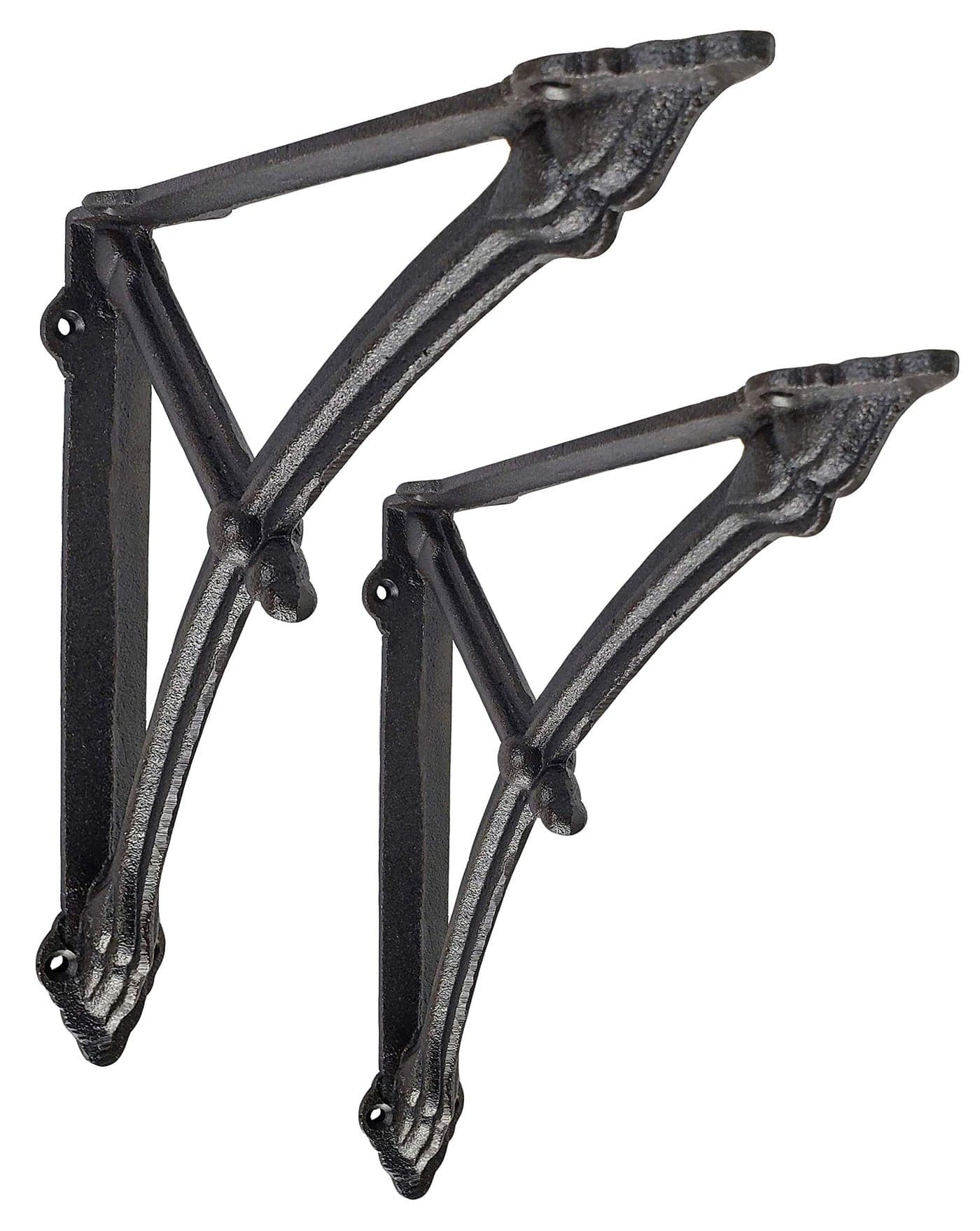 NACH Decorative Shelf Brackets 2 Pack of 91 x 15 x 91 inch Black Cast Iron Wall Shelf Brackets Metal Brackets for Shelves Half Round Support Arm Brackets