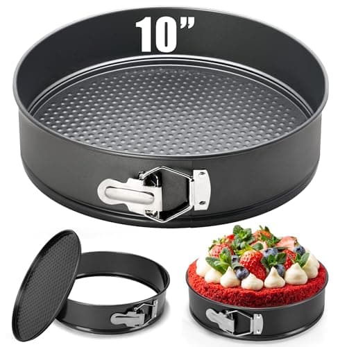 GZMAISULEE 10 Inch Springform Pan Baking Pans Round Leakproof Nonstick Removable Bottom Bakeware for Cake Cheesecakes Pizza and Quiches