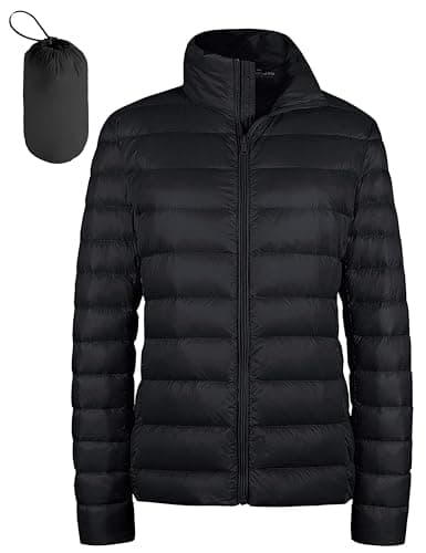 wantdo Women's Plus Size Puffer Jacket Packable Ultra Light Down Coat (Black, 2X-Large)