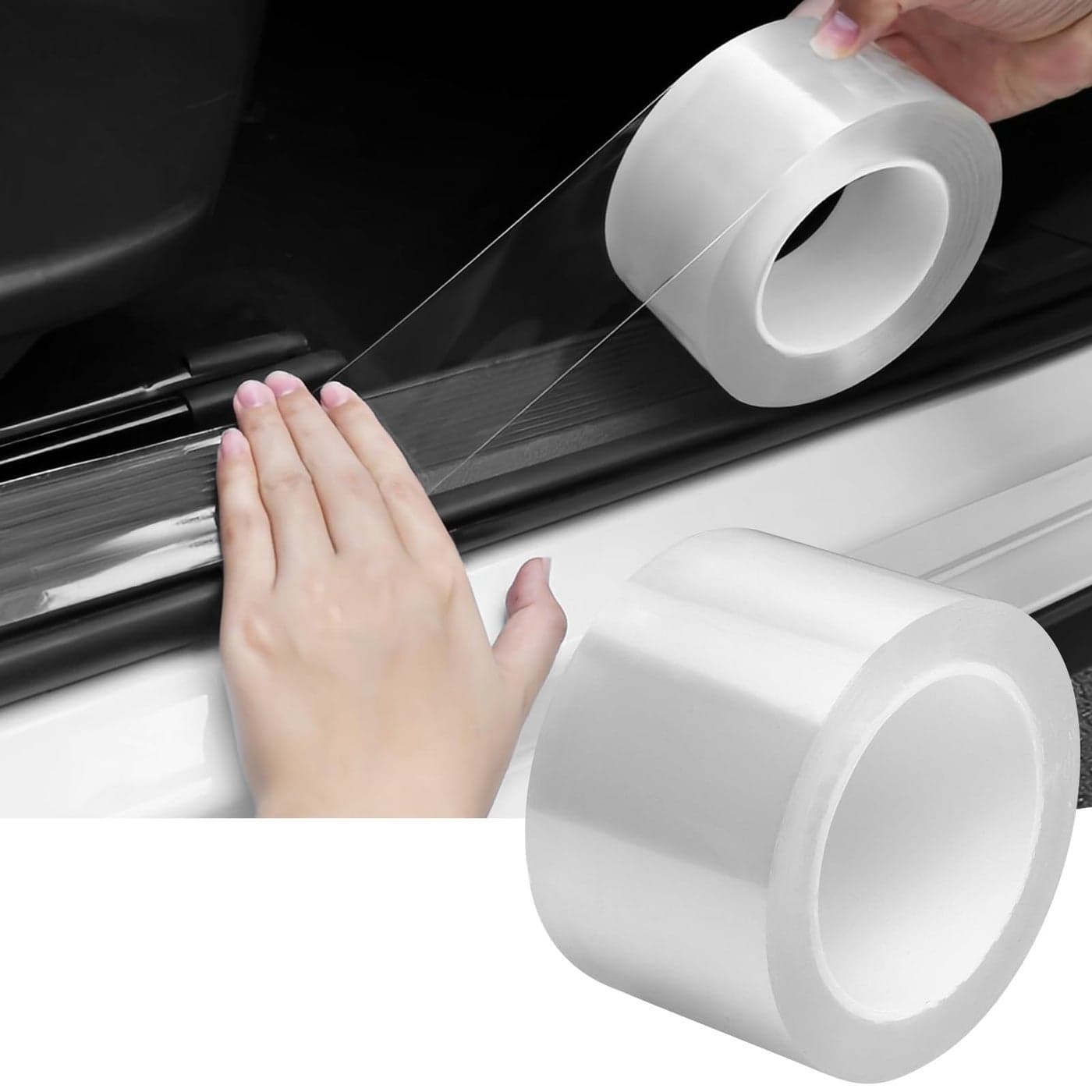 DGSL Car Door Edge Guards Door Sill Protector 27In x 33Ft 5D Carbon Fiber Car Wrap Film Vinyl Automotive Wrap Film AntiCollision Fits for Most Vehicles Transparent
