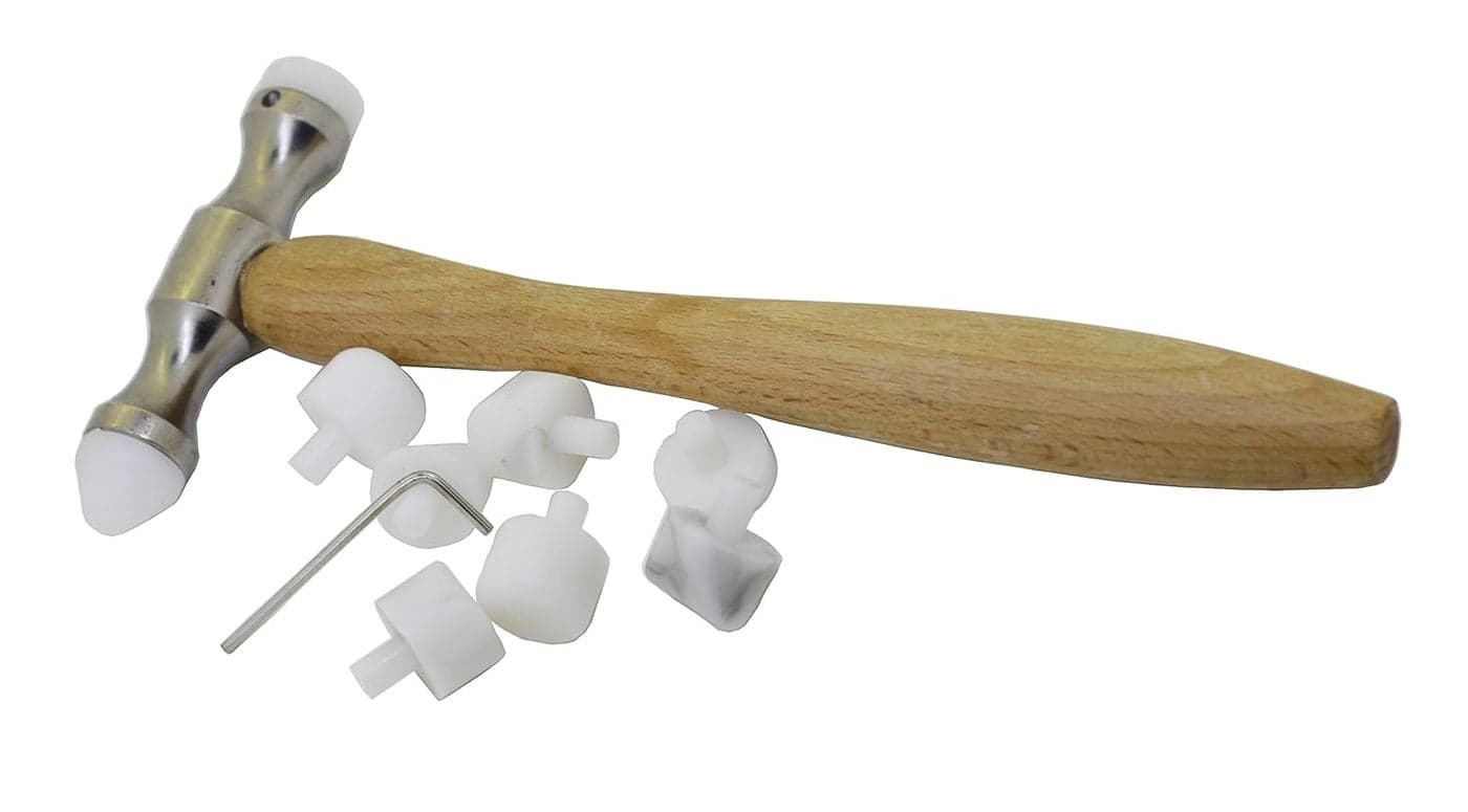 OSCAR Nylon Hammer Heads Soft Touch 9 Face Plastic Tipped Jewelry Metal Forming Tool with L Type Allen Key