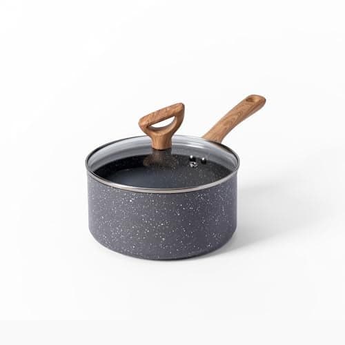 TFal Revive Ceramic Nonstick Sauce Pan with Lid 3 Qt Oven Safe to 350F Cookwarewith StayCool Handle Stone Grey