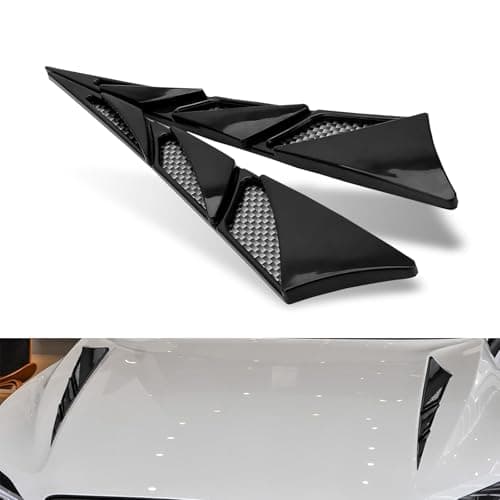 Dogary 2 PCS Car Hood Ventilation Cover, Scratchproof & Collision-resistant Shark Fin Spoiler, Adhesive Car Fender Vent Protection Decoration, Universal for Most Cars, SUVs, Trucks (Black)