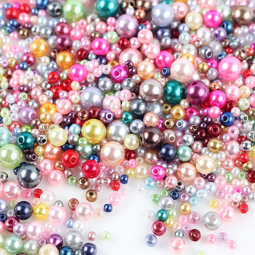 ABS Pearls 34568mm Assorted Colors Round Loose Spacer Beads with Hole for DIY Crafts Jewelry Making Necklaces Bracelets Earrings Rings Accessories 1700pcs