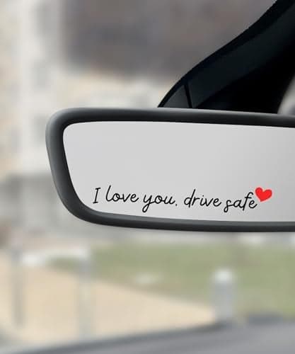 UNLRAE 4PCS Car StickersCar DecalsCar Accessories Vinyl Rearview Mirror Decal DecorAuto Stickers and DecalsSelf Affirmations DecalCute Auto Decals for Women BlackRed I Love You Drive Safe