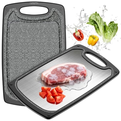 Viretang Small Stainless Steel Cutting Board Dishwasher safeDoublesided Reversible Chopping Boards for kitchenNon Slip Metal Cutting Board with Handle for meat Vegatables Fruit15x10