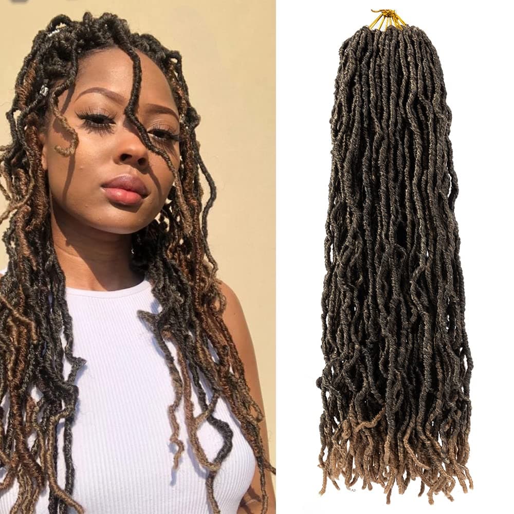 Umylar Faux Locs Crochet Hair 24 inch 7 Packs Soft Locs Crochet Hair Pre Looped Goddess Curly Wavy Synthetic Crochet Hair For Black Women 24 Inch 7Packs 1B27