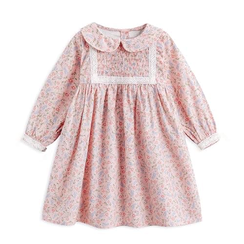 Simplee kids Baby Infant Girls Floral Casual Dress for Spring Fall Long Sleeve Toddler Playwear Dress Pink 3T