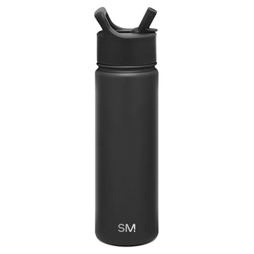 Simple Modern Kids Summit Water Bottle with Straw Lid | Vacuum Insulated Stainless Steel | Reusable Leak Proof BPA-Free Cup for School | 20oz, Midnight Black