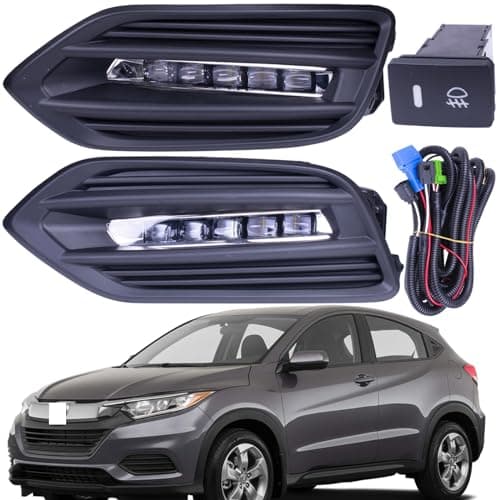BestParts Upgrade LED Fog Lights Set Kit Compatible With Honda HR-V HRV 2019-2022 With Covers(Honeycomb Style) + Brackets + Switch + Wiring Replaces 71106T7AJ10 71105T7AJ10 33950T5RA01 33950TBAA01