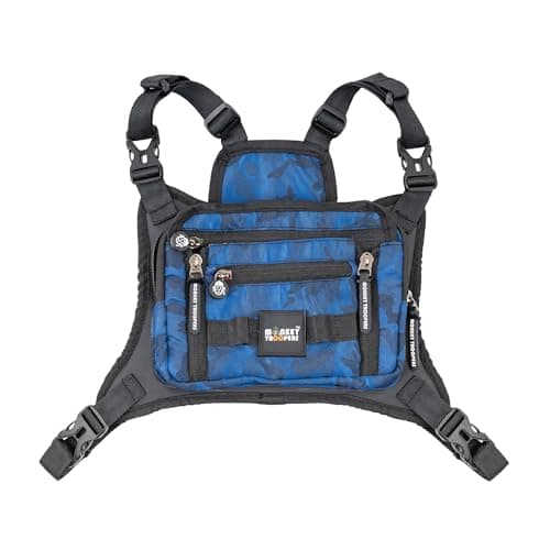 Monkey Troopers Torque Chest Bag, Unisex Harness with Magnetic, Strap Tank Mount, Touch-Sensitive Pocket & Adjustable Fit. Ideal for Biking, Hiking, Travel, Outdoor Adventures(Blue)