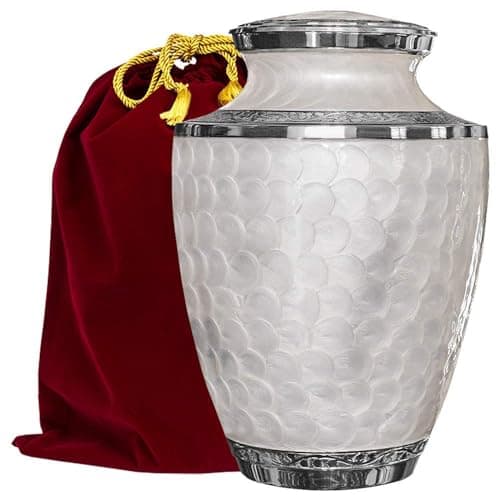 Trupoint Memorials Cremation Urns for Human Ashes, Decorative Burial Urn for Adult Men and Women, Large Opal with Silver Lining