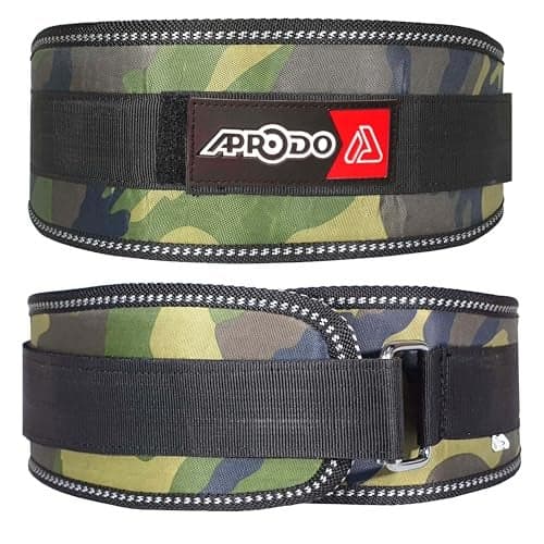 Aprodo Unisex 6’’ inch Wide Nylon Eva Waist Support Belt Sport Pressurized Weightlifting Bodybuilding Fitness Squatting Training Lumbar Back Supporting Safety Belt (X-Large 40'' - 44'', Camouflage)