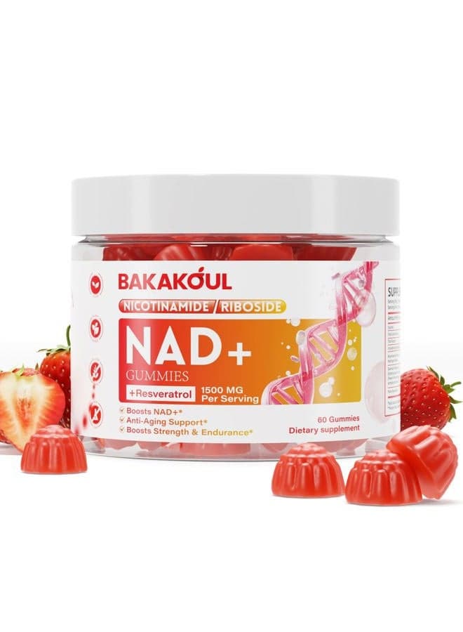 NAD Gummies, NAD Supplement - Liposomal Nicotinamide Riboside, Resveratrol, Quercetin, Nicotinamide Riboside NAD, Resveratrol 900mg, NAD+ Supplement