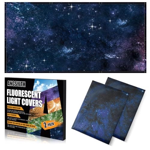 ANGSYLTH 2 Pcs Fluorescent Light Covers - 4 x 2 Feet Covers for Ceiling Lights, Magnetic Light Filters for Classroom, Office, Hospitals, Home (Starry Sky)
